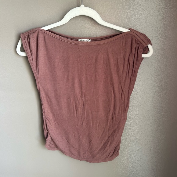 Free People Intimately Mauve/Withered Rose Ruched Boatneck Muscle Tank - Picture 4 of 11